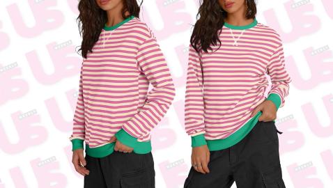 Shoppers Say This Festive Holiday-Themed Striped Sweatshirt Is Perfect for Fall Weather