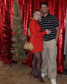 Patrick Mahomes, Pregnant Wife Brittany Feel 'Very Merry' at Holiday Bash