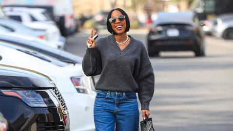 Kelly Rowland's Cozy-Chic Rich Mom Sweater Look is Just $49