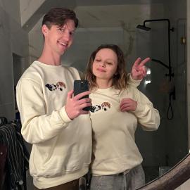 Joey King and Husband Steven Piet Twin in 'Corny' Sweatshirts