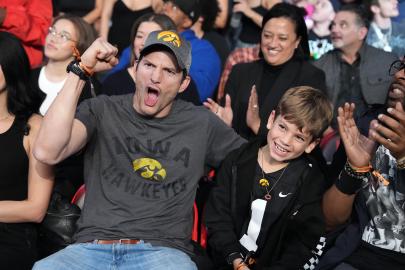 Ashton Kutcher Steps Out With Son Dimitri, 8, at WWE 'Monday Night Raw'