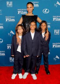 Zoe Saldana Has Sweet Red Carpet Moment With Her 3 Look-Alike Sons