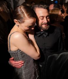Emma Stone Hugs Ex Kieran Culkin at Oscars Party After His Big Win