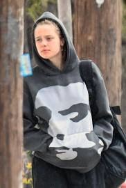 Shiloh Jolie Dons Safety Pin Earrings, Hoodie on Her Way to Dance Studio