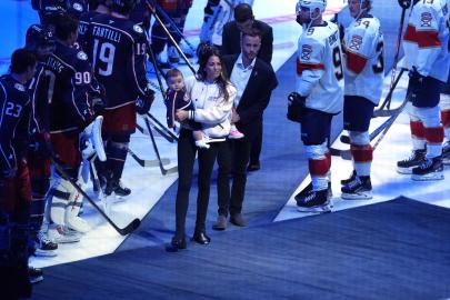 Johnny Gaudreau's Wife Leads Blue Jackets on Ice in Honor of Former Player
