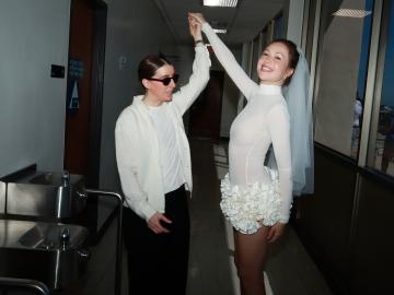 Gabby Windey Legally Marries Robby Hoffman in Nipple-Baring Dress