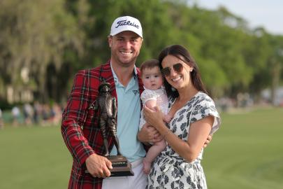 Justin Thomas' Wife and Newborn Cheer Him On as He Wins RBC Heritage