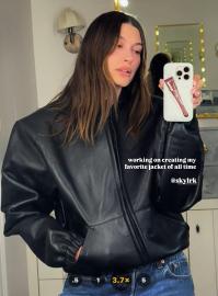 Hailey Bieber Is ‘Creating’ a Leather Jacket for Justin Bieber's New Clothing Line