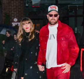 Taylor Swift and Travis Kelce Hold Hands While Entering Tight End U Party