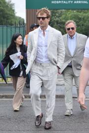 Glen Powell Dons His Best Tennis Whites While Attending 2025 Wimbledon