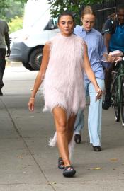 Paige DeSorbo Wears Feathered Dress on 'Devil Wears Prada 2' Set: Report