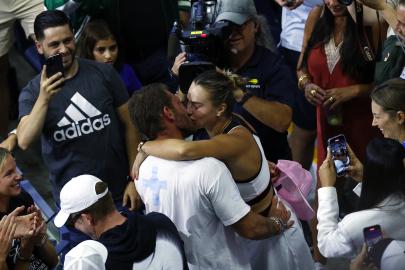 Aryna Sabalenka Kisses Boyfriend Georgios Frangulis After US Open Win