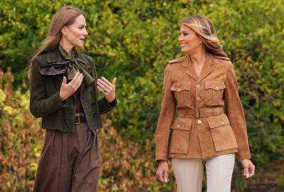Kate Middleton and Melania Trump Embrace Earthy Tones for Day Out in U.K.