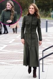 Kate Middleton Reprises Dark Green Coat in Ireland While Wearing 5-Ring Stack