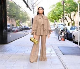 Garcelle Beauvais Made Gold a Fall Neutral — Her $3,500 Bottega Bag Look for $56