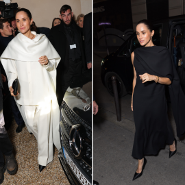 Meghan Markle Trades White Pantsuit for Sleek Black Gown at Fashion Week